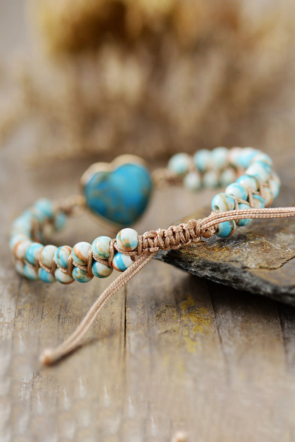 Handmade Heart Shape Natural Stone Bracelet by Wild and Free Boutique