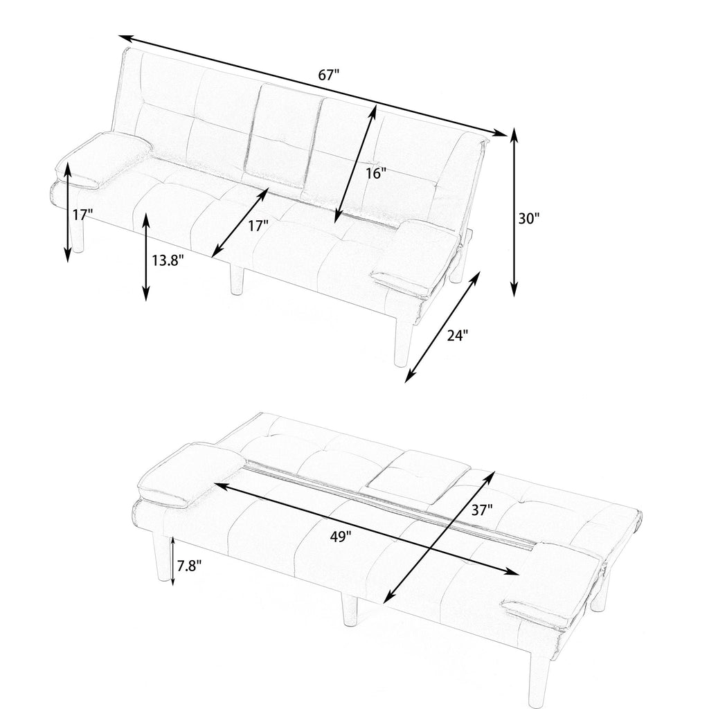 Sofa Bed With Foldable Design And Cup Holder by Unique Piece Furniture