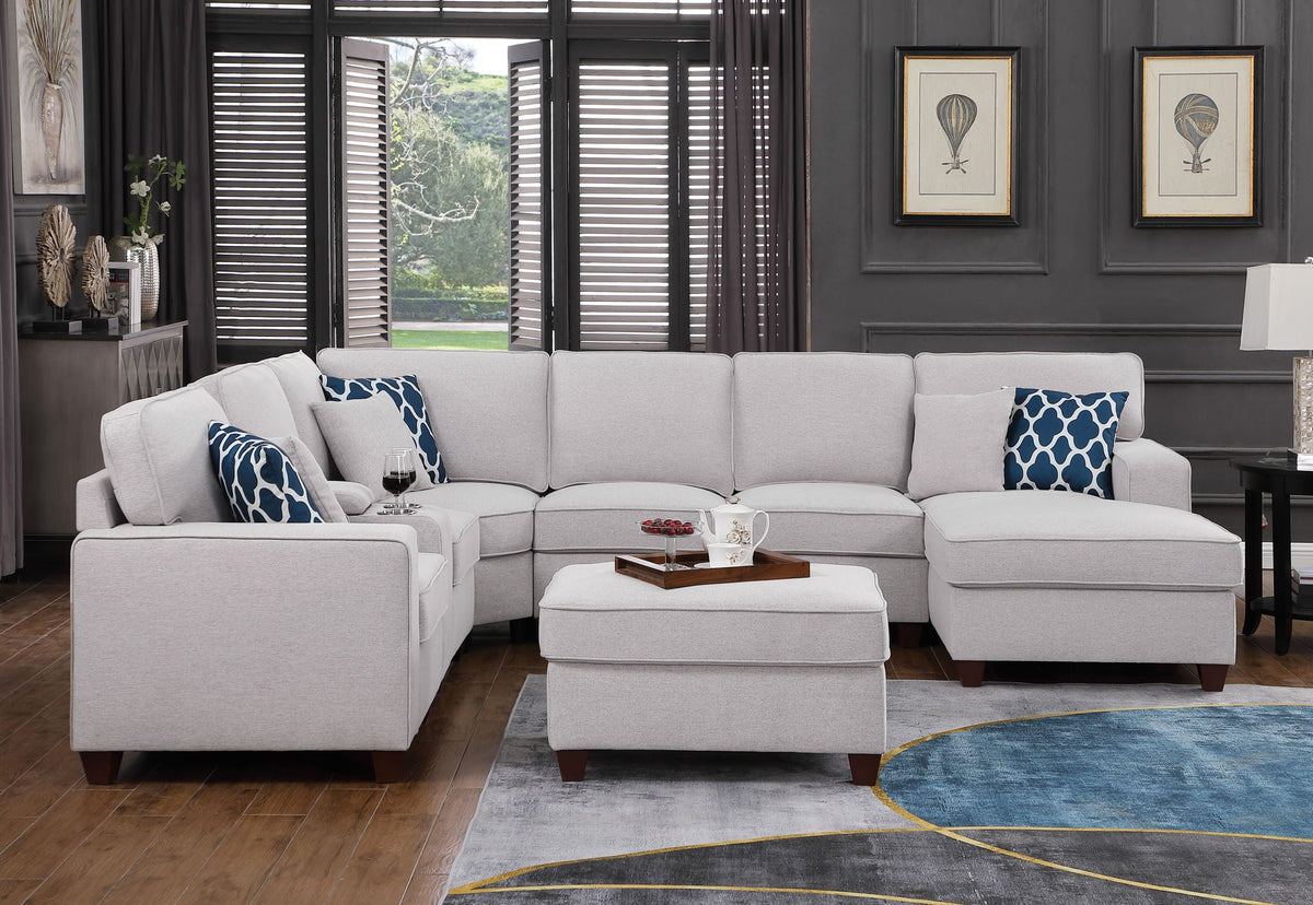 Tina - 8 Piece Upholstered Sectional With Ottoman by Unique Piece Furniture