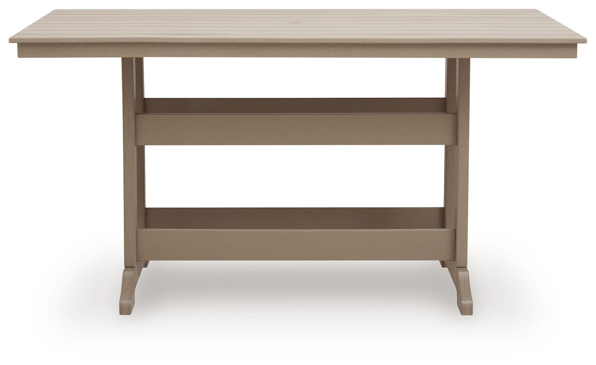 Seacliff Beach - Rectangular Counter Height Dining Table With Umbrella Option - Medium Brown by Unique Piece Furniture