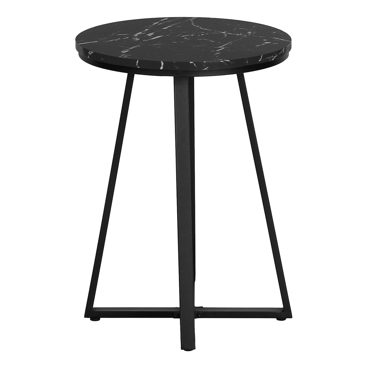Accent Table, Side, Round Marble Look Contemporary & Modern - Black by Unique Piece Furniture