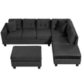 Modern Sectional Sofa With Storage Ottoman, L - Shape Couch With 2 Pillows And Cup Holders by Unique Piece Furniture