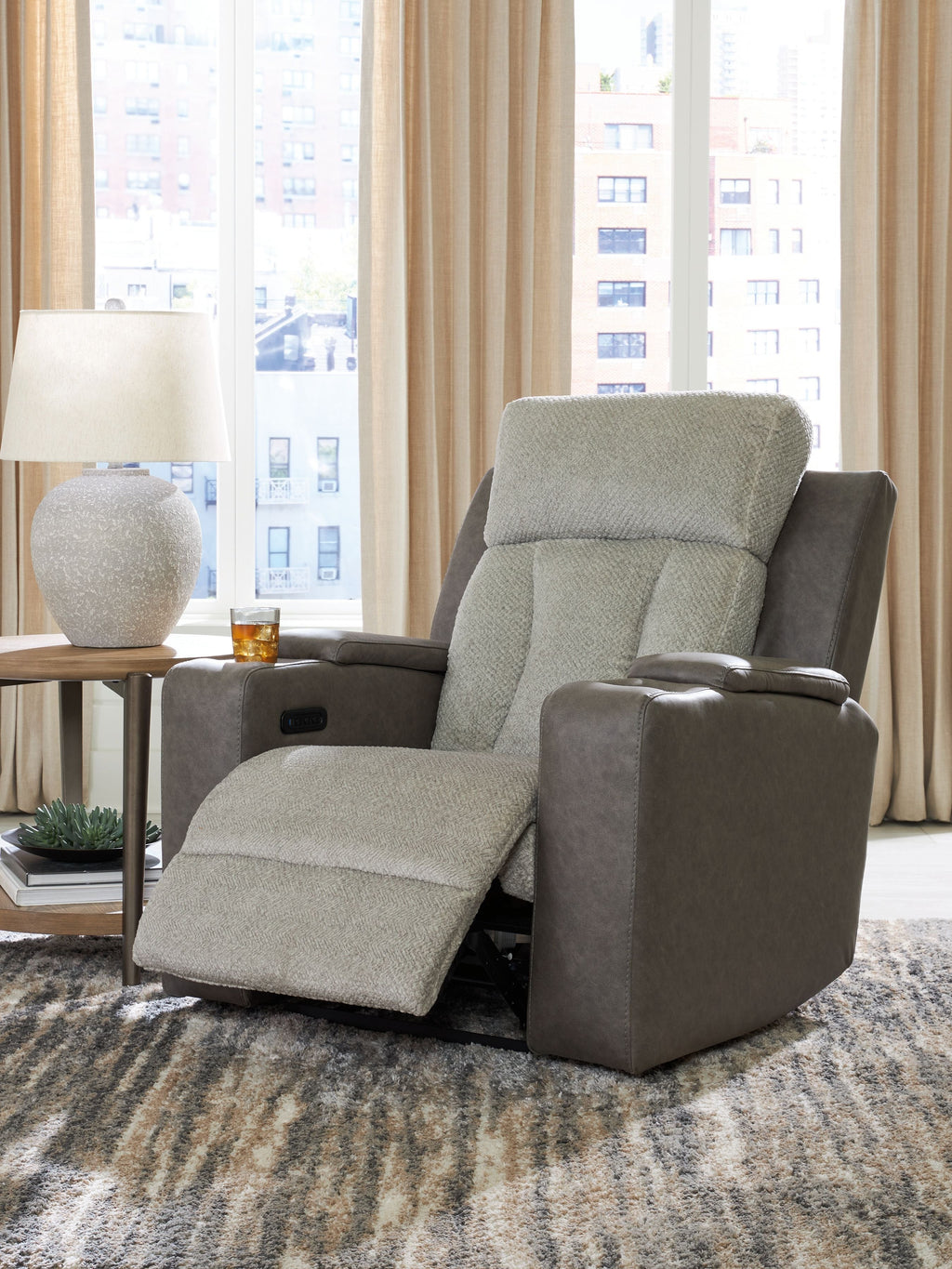 WhipLash - Power Recliner With Adj Headrest - Sisal by Unique Piece Furniture