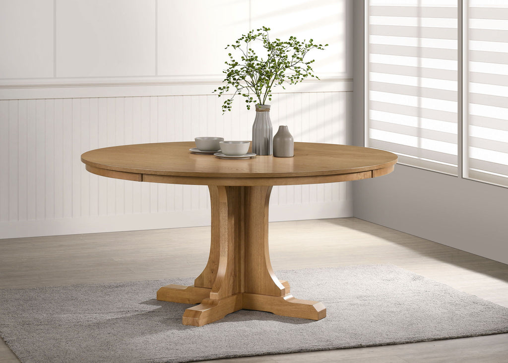 Hartville 60-inch Round Dining Table Natural Light Brown by Unique Piece Furniture