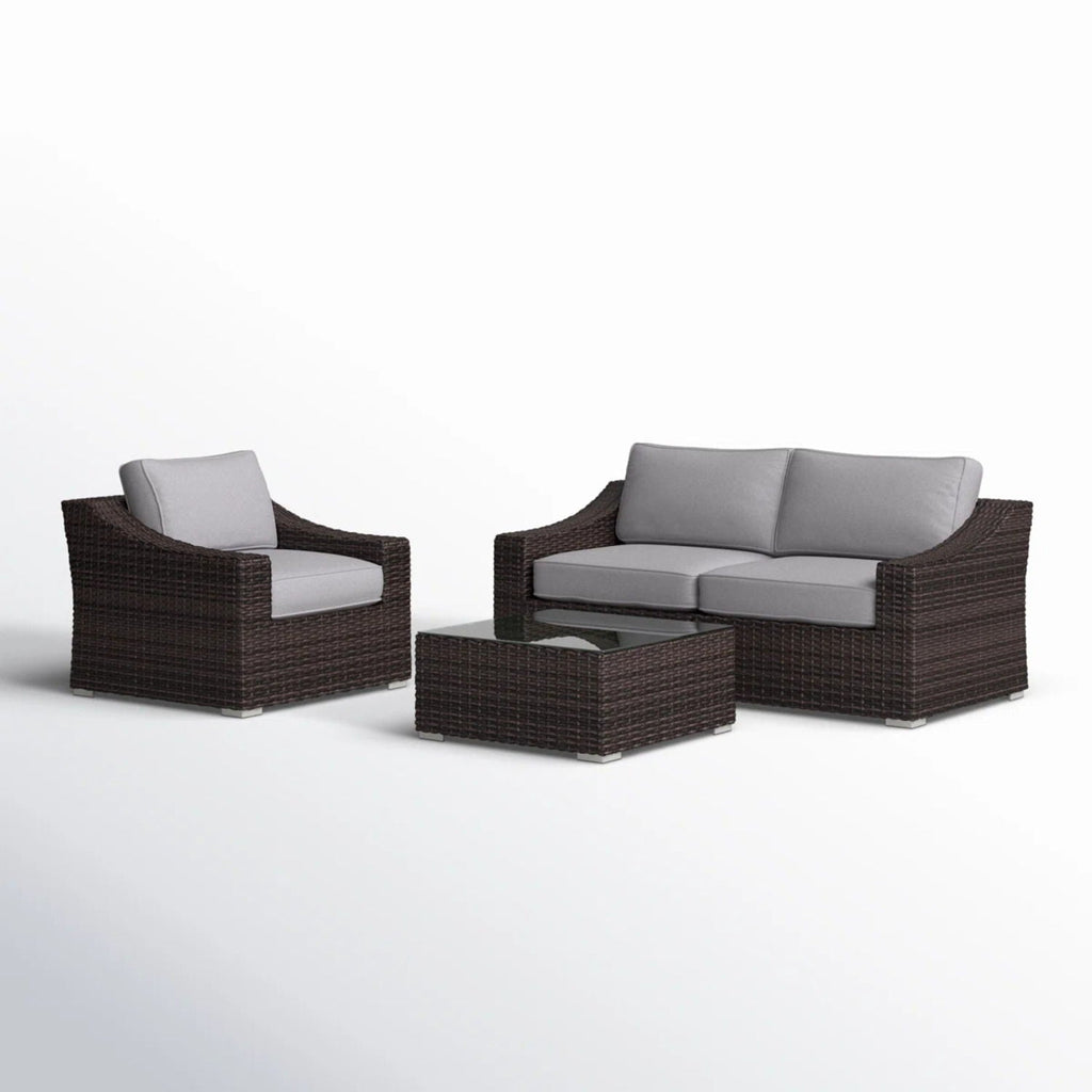 Outdoor Wicker Conversation Set With Cushions, All Weather by Unique Piece Furniture