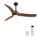 Ceiling Fan With 3 Blades, Remote Control Reversible DC Motor, Dimmable Light, And 1H / 4H / 8H Timer - Black by Unique Piece Furniture
