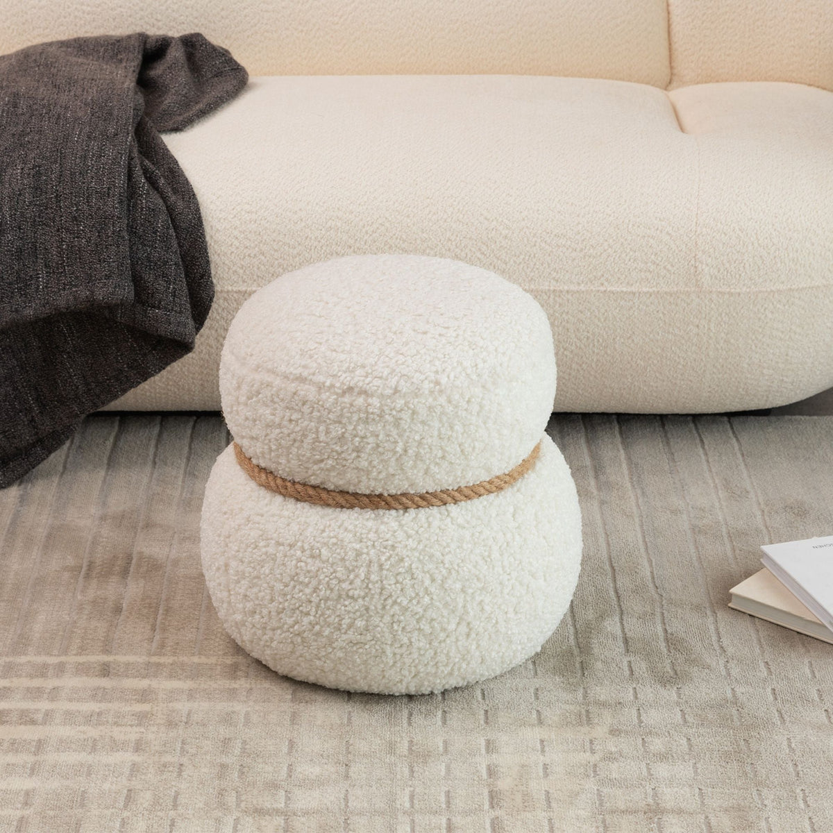 Snowman Stool With Cushion And Solid Wood Frame by Unique Piece Furniture