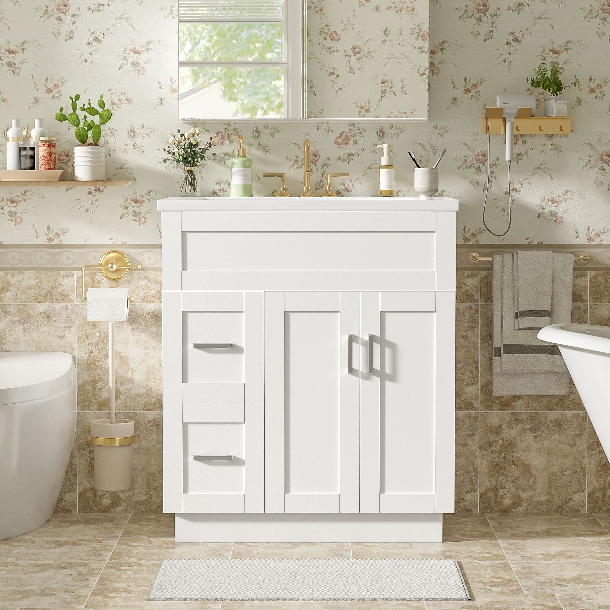 Bathroom Vanity With 2 Doors, 2 Drawers, Adjustable Shelf, Hidden Slides & Soft Close Hinges by Unique Piece Furniture