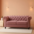 Modern Pink Velvet Chesterfield Loveseat With Tufted Back by ShipItFurniture