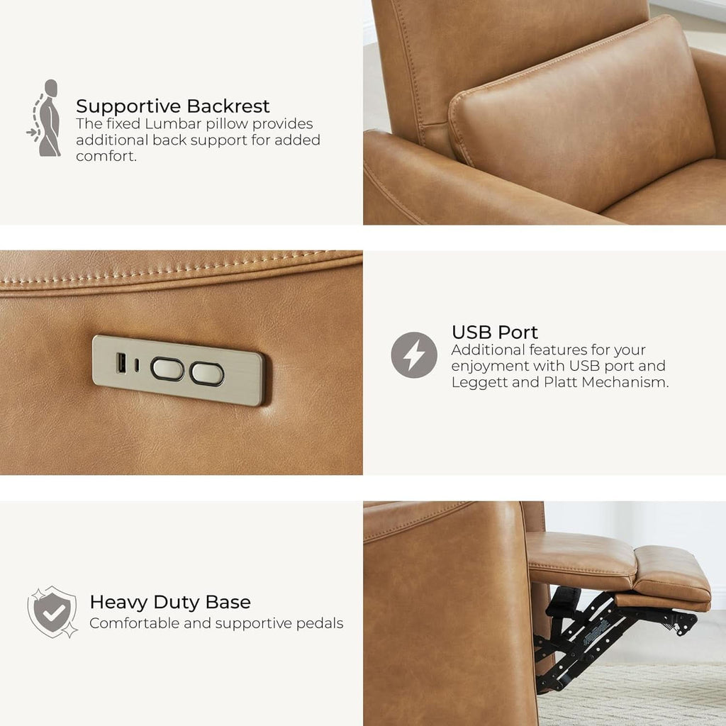 Power Recline Swivel Recliner With Lumbar Support For Living Room by ShipItFurniture