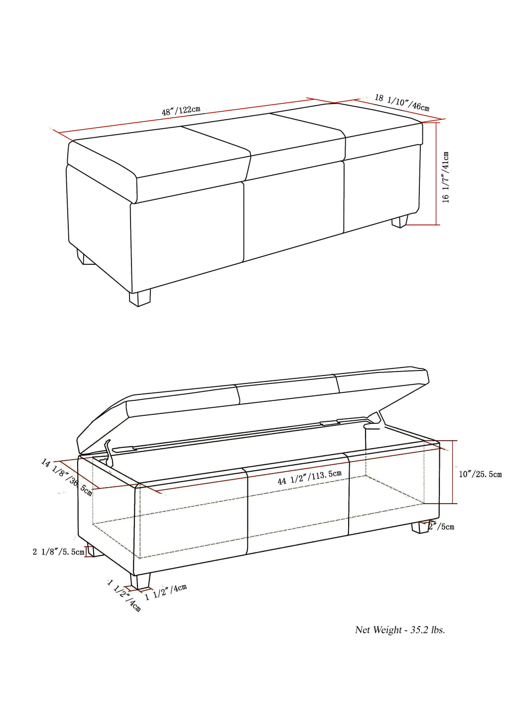 Avalon - Multifunctional Storage Ottoman Bench by Unique Piece Furniture