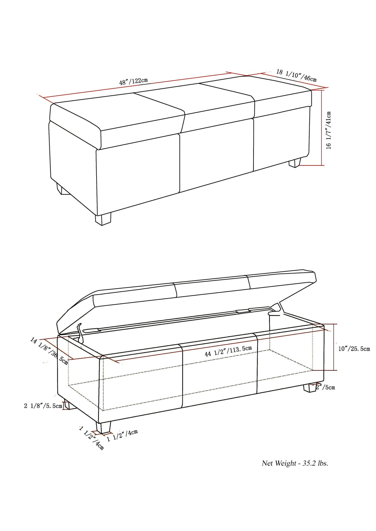 Avalon - Multifunctional Storage Ottoman Bench by Unique Piece Furniture