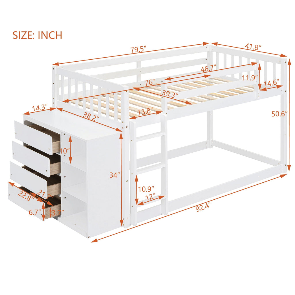 Bunk Bed With 4 Drawers And 3 Shelves by Unique Piece Furniture