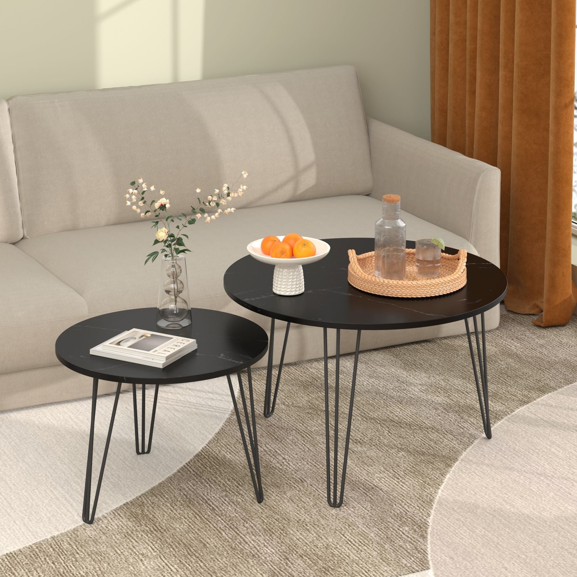 Round Nesting Coffee Table For Living Room (Set of 2) by Unique Piece Furniture