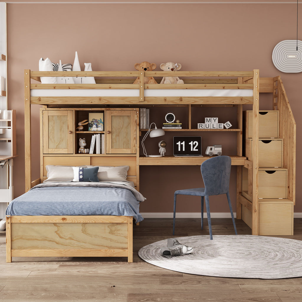 Loft Bed With Built In Desk And Staircase by Unique Piece Furniture