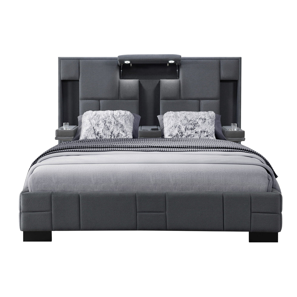 Yaris - Contemporary Bed With Wireless Charging And LED Lights by Unique Piece Furniture