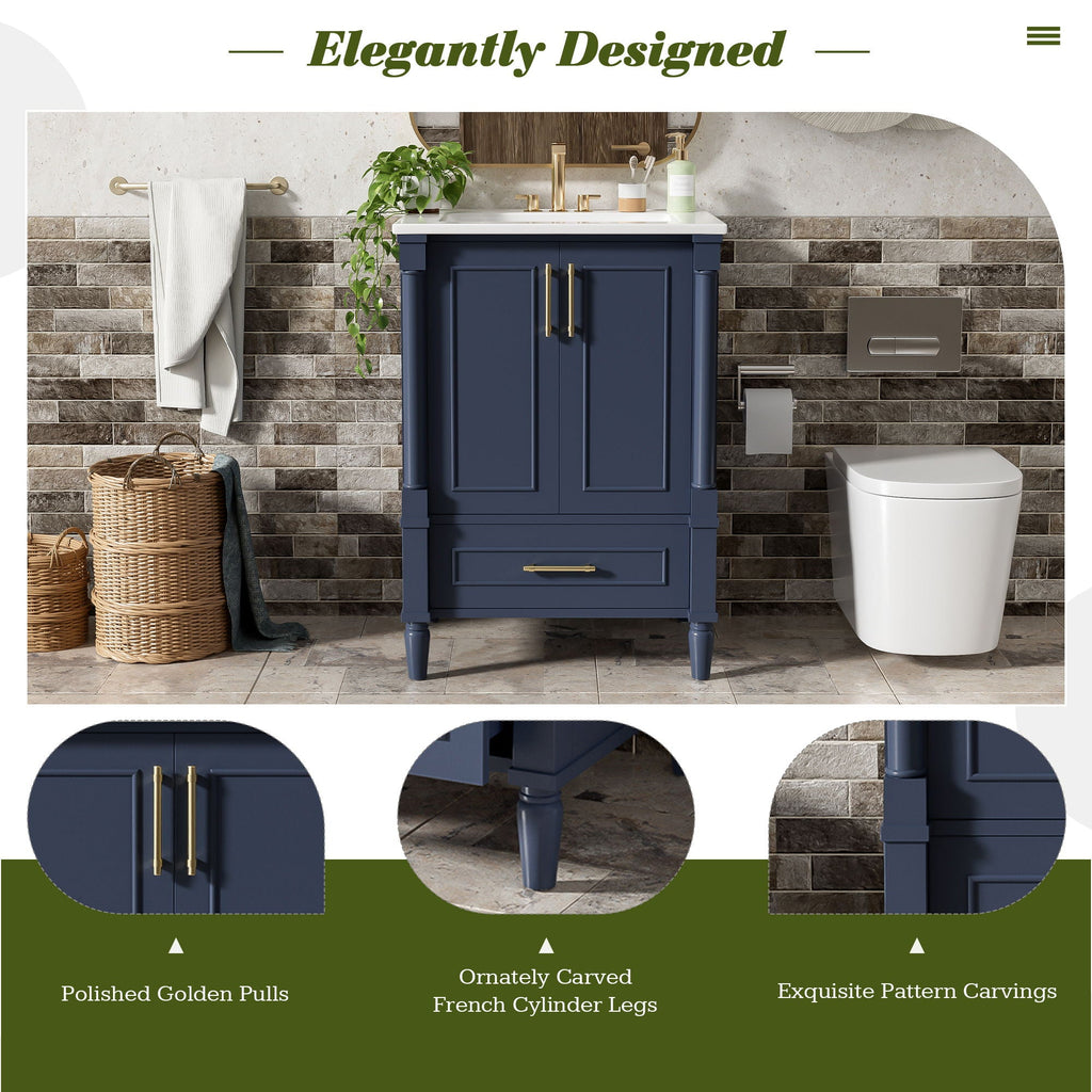 Bathroom Vanity With Ornate French Cylinder Legs, Soft Close Drawer by Unique Piece Furniture