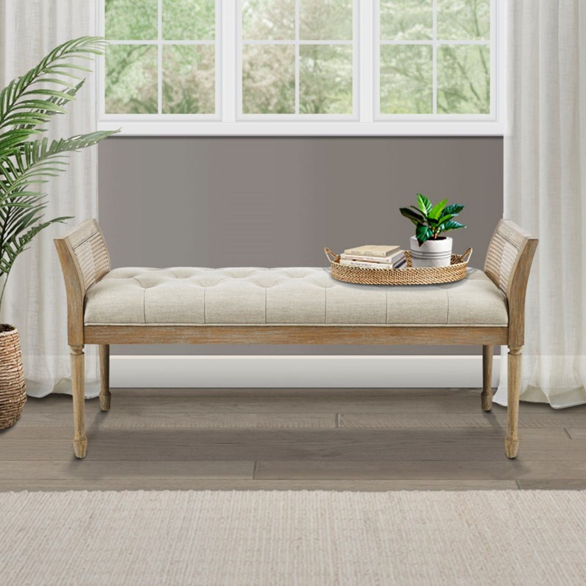 Accent Bench With Arm - Natural by Unique Piece Furniture