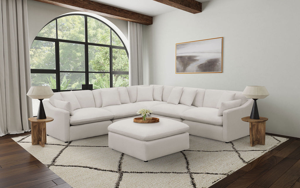 Hobson Square Upholstered Ottoman Ivory by Unique Piece Furniture