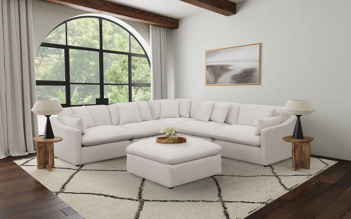 Hobson Square Upholstered Ottoman Ivory by Unique Piece Furniture