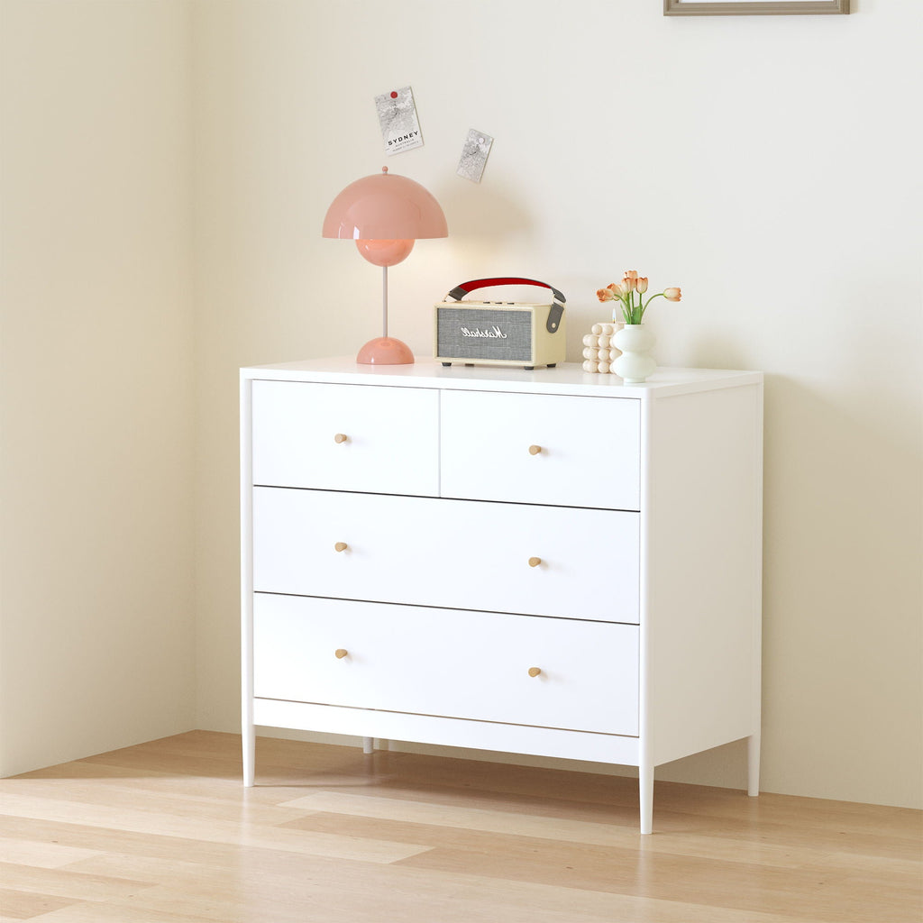 4 Drawer Kids Dresser With Antique Brass Pulls - White by Unique Piece Furniture