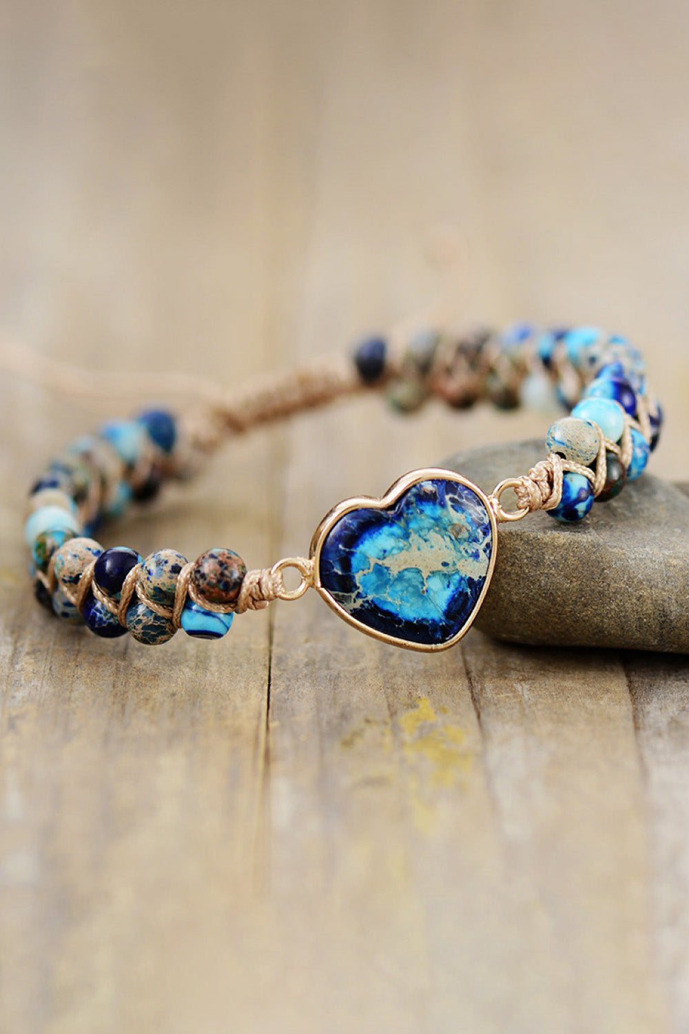 Handmade Heart Shape Natural Stone Bracelet by Wild and Free Boutique