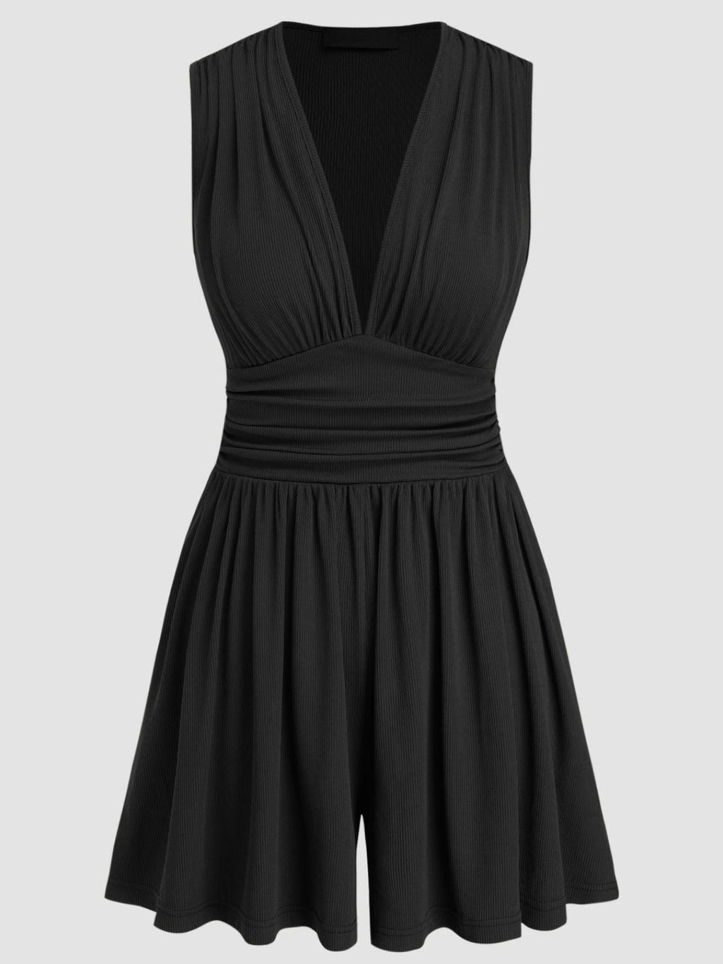 Ruched Plunge Sleeveless Romper by Wild and Free Boutique
