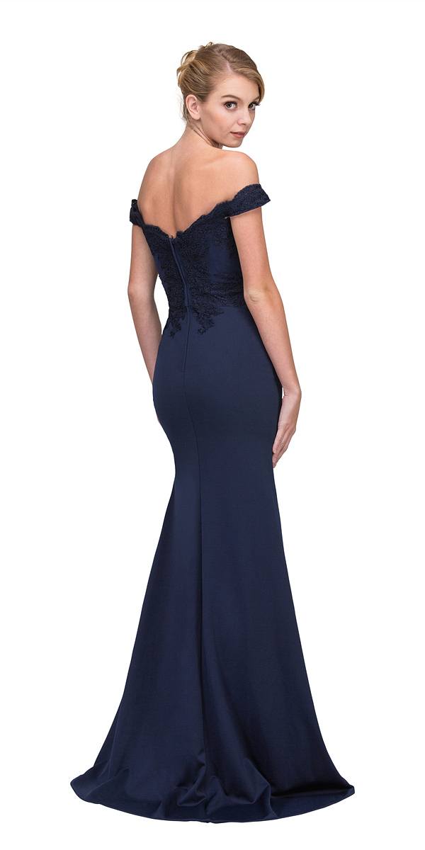 CLEARANCE - Eureka 7100 Lace Appliqued Bodice Long Dress Off-Shoulder (Size 2XL) by DiscountDressShop