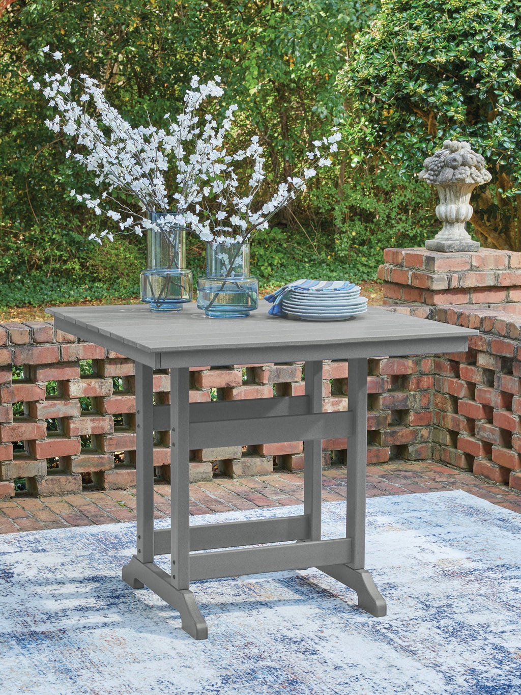 Sanctuary Beach - Square Counter Table With Umbrella Option - Dark Gray by Unique Piece Furniture