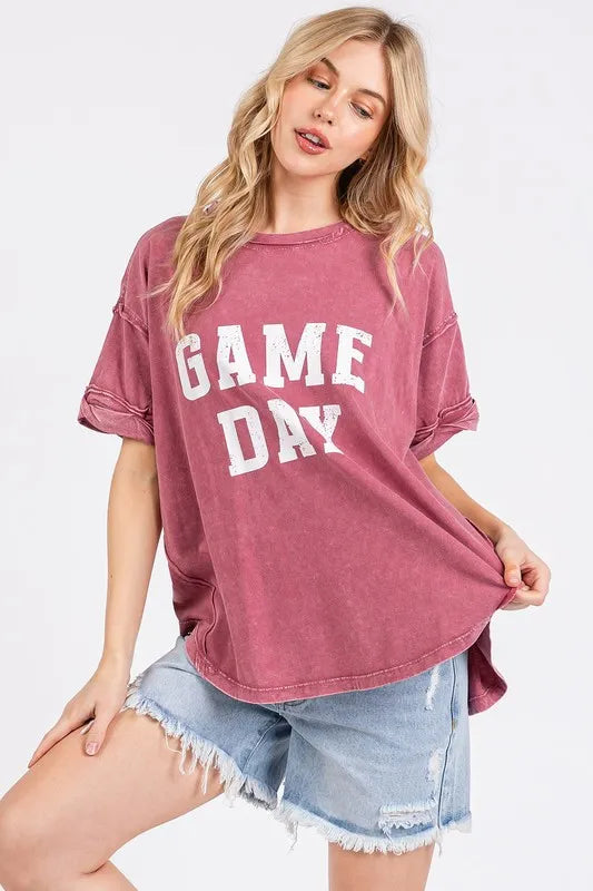Mittoshop GAME DAY Round Neck Short Sleeve T-Shirt by Wild and Free Boutique