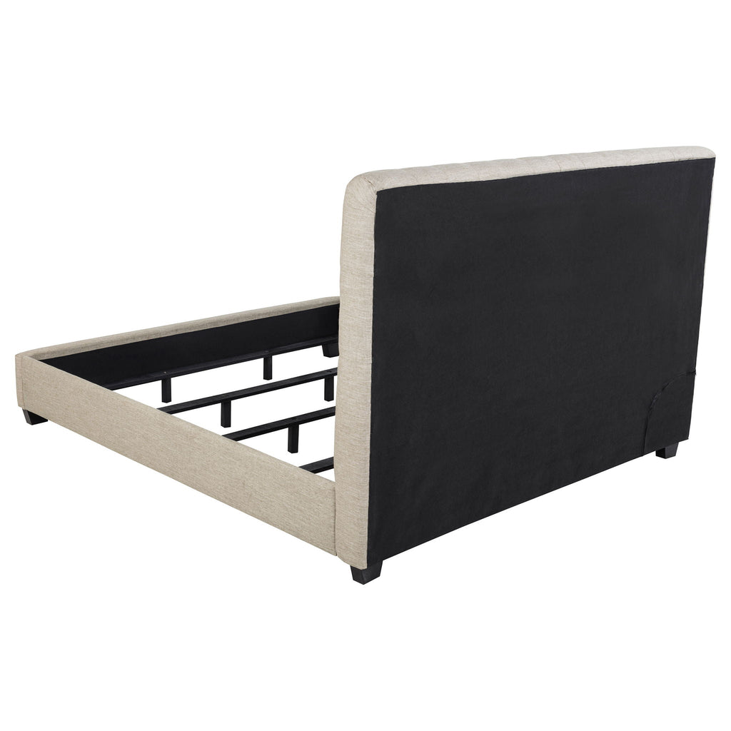 Chloe Upholstered Eastern King Panel Bed Oatmeal by Unique Piece Furniture