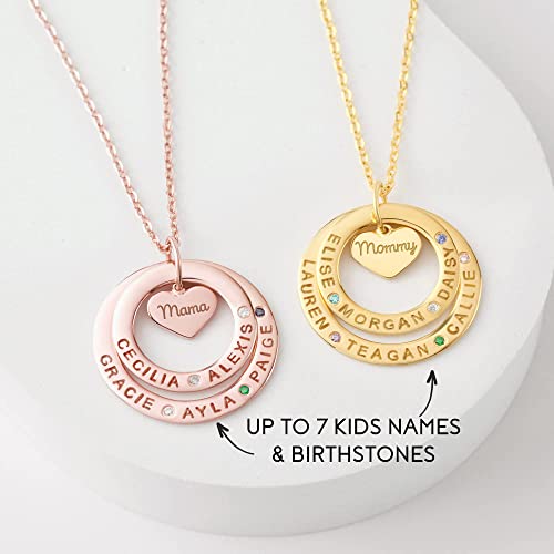Grandma Necklace Birthstone, Grandkids Names Necklace, Nana Jewelry by Green Millie