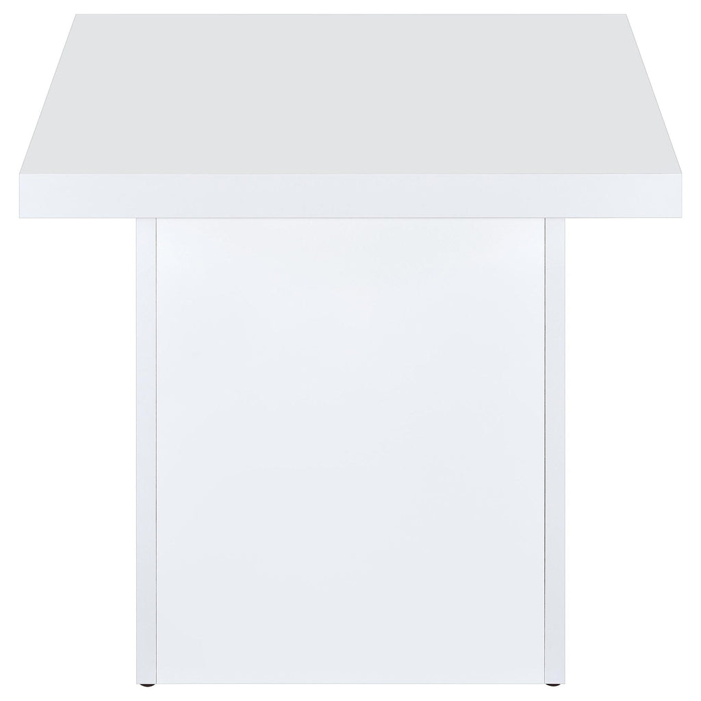 Devar Square Engineered Wood Side End Table White High Gloss by Unique Piece Furniture