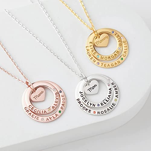 Grandma Necklace Birthstone, Grandkids Names Necklace, Nana Jewelry by Green Millie