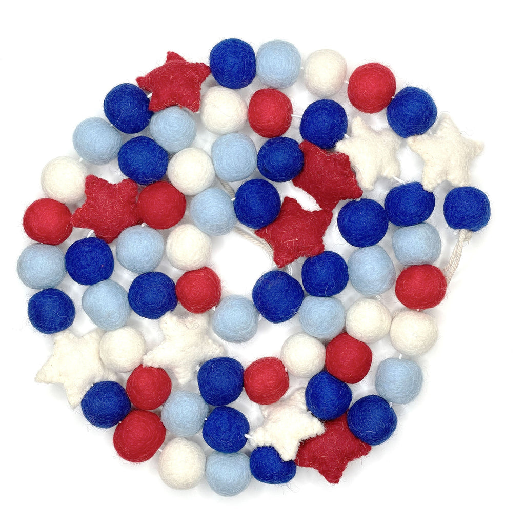 Red White and Blue with Stars Felt Garland 6 Foot by Jewelry Made by Me