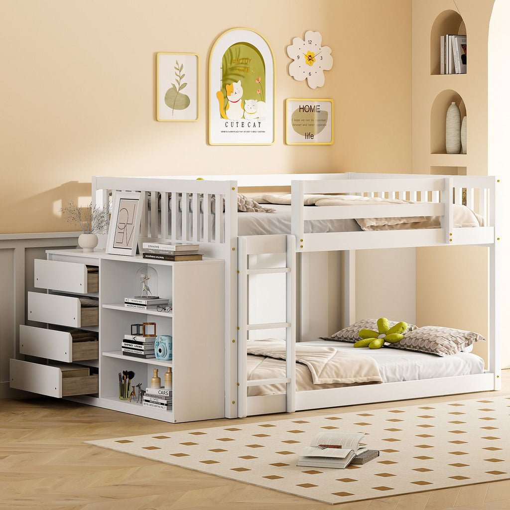 Bunk Bed With 4 Drawers And 3 Shelves by Unique Piece Furniture