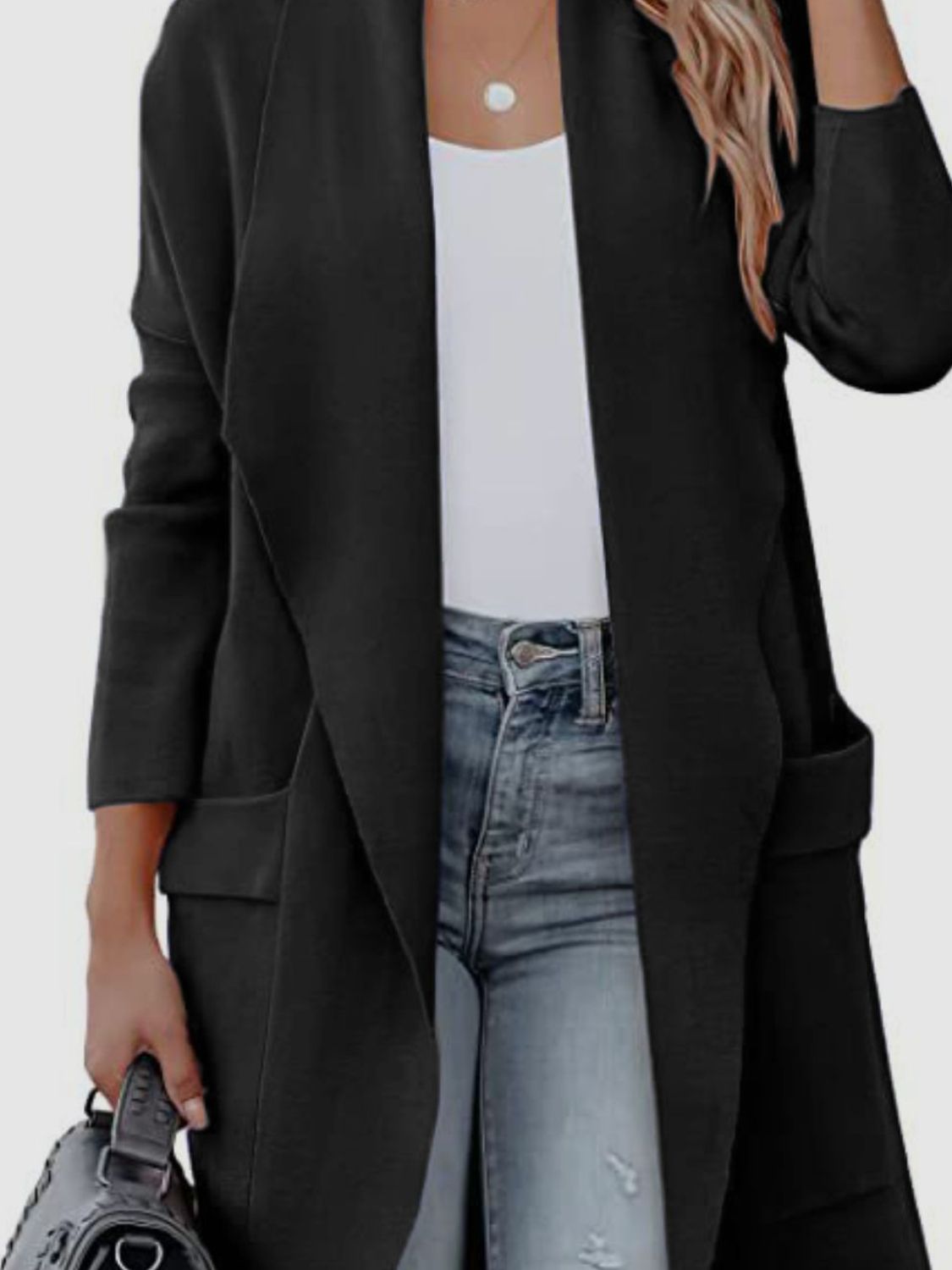 Open Front Dropped Shoulder Outerwear by Wild and Free Boutique