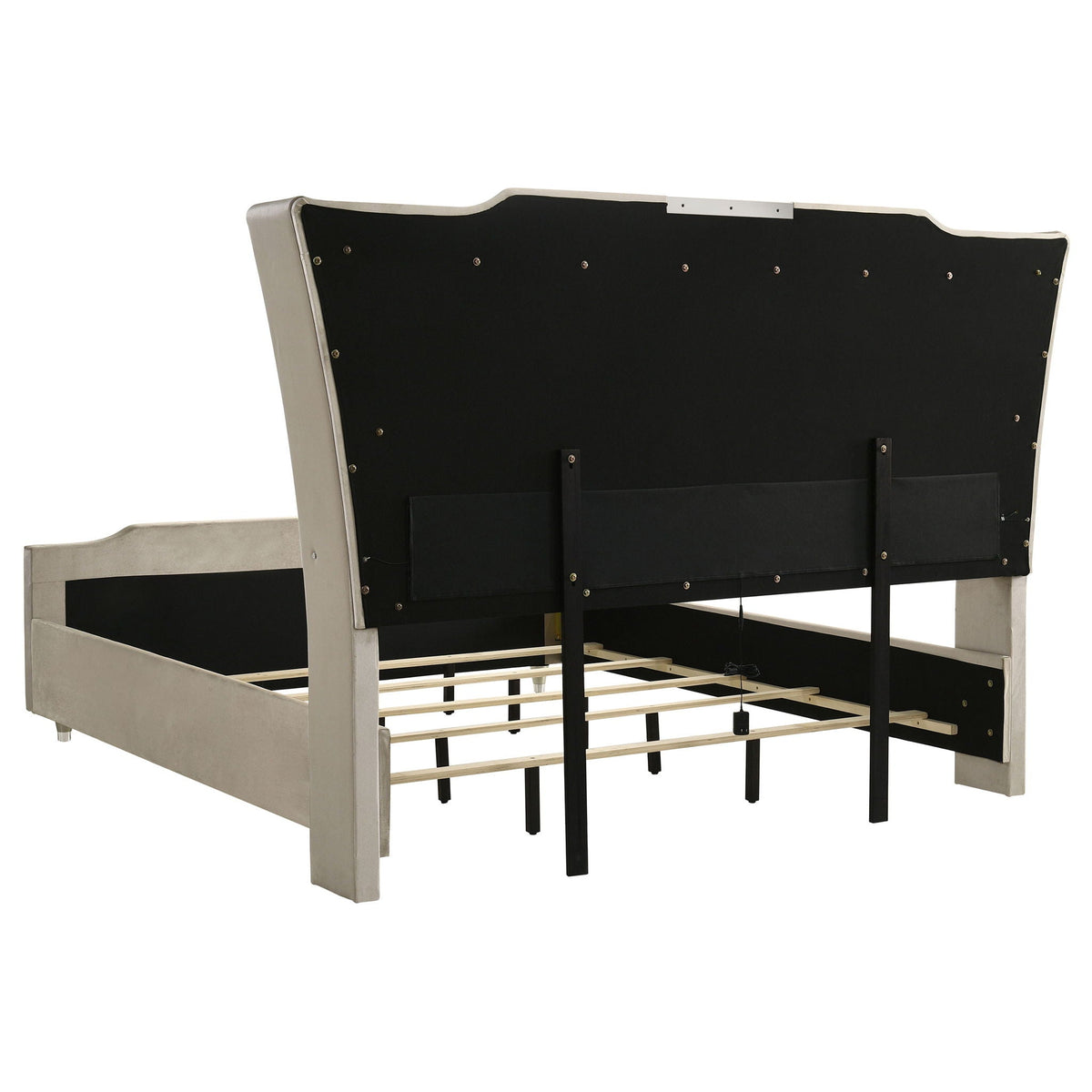 Lorient Eastern King LED Upholstered Bed Ivory and Camel by Unique Piece Furniture