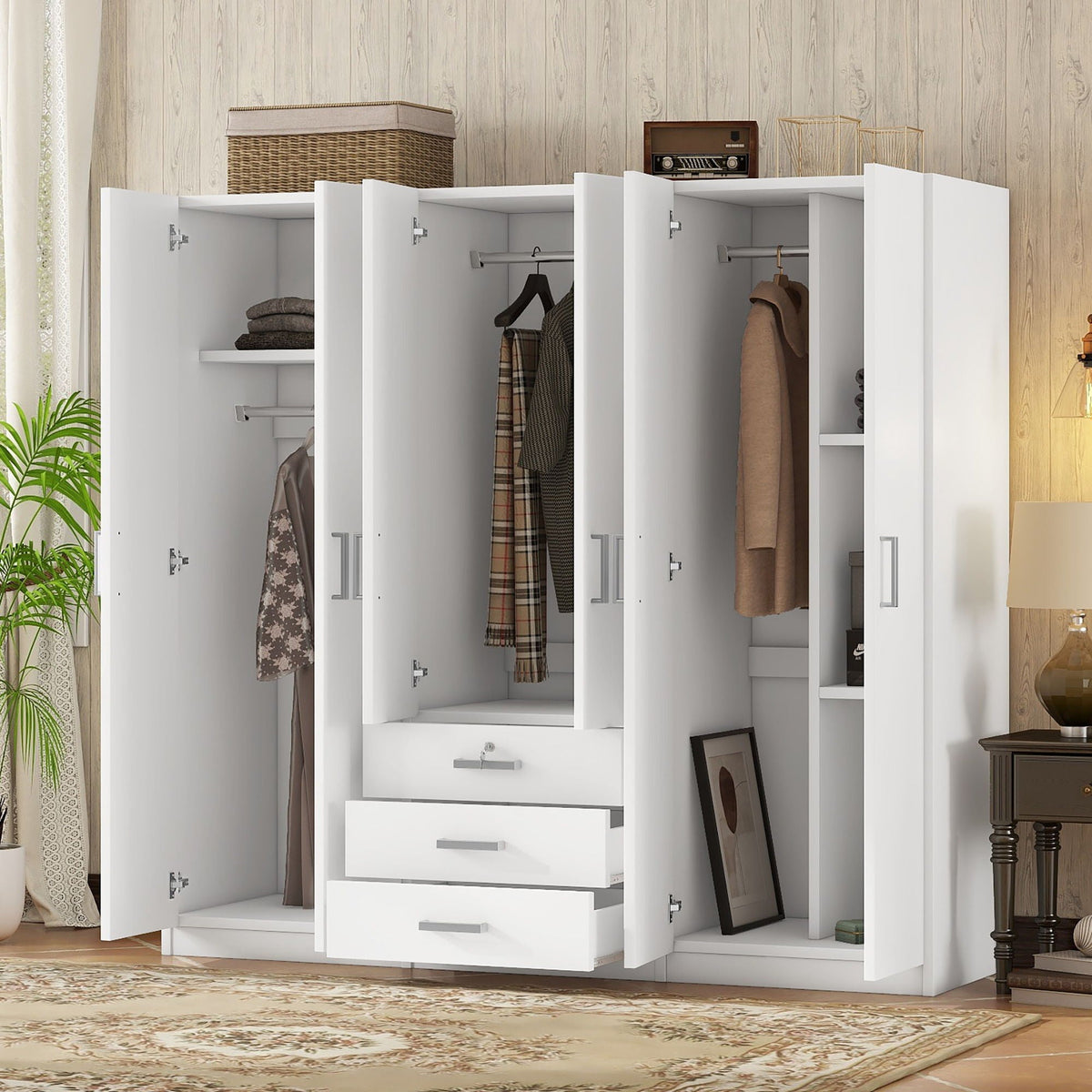 6 Doors Wardrobe Storage For Bedroom, With Big Drawers by Unique Piece Furniture