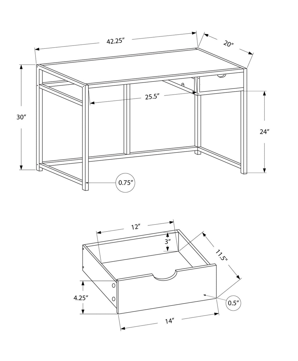 Computer Desk For Home Office, Laptop, 1 Storage Drawer, Contemporary & Modern by Unique Piece Furniture