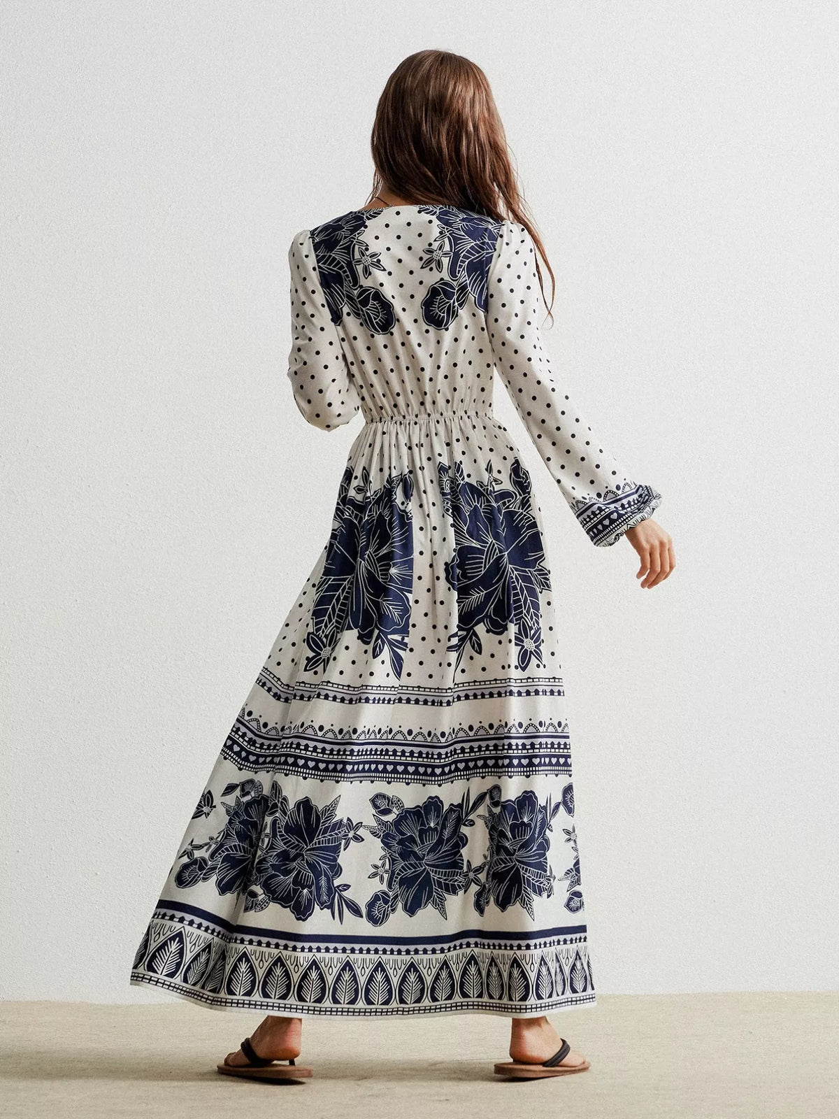 Floral Print Long Sleeve Maxi Dress by Simply Love