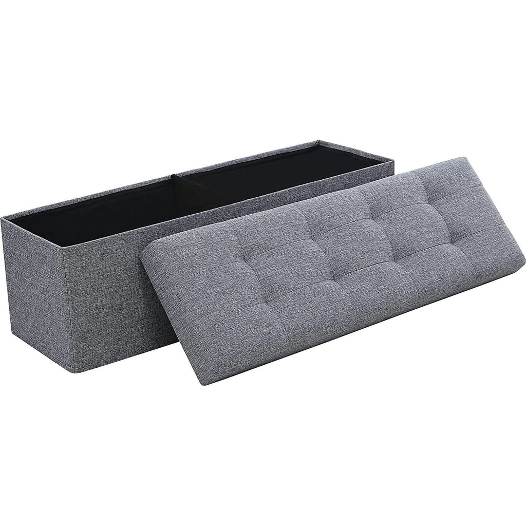 Gray 45 Inch Storage Ottoman Bench Durable Upholstery by ShipItFurniture