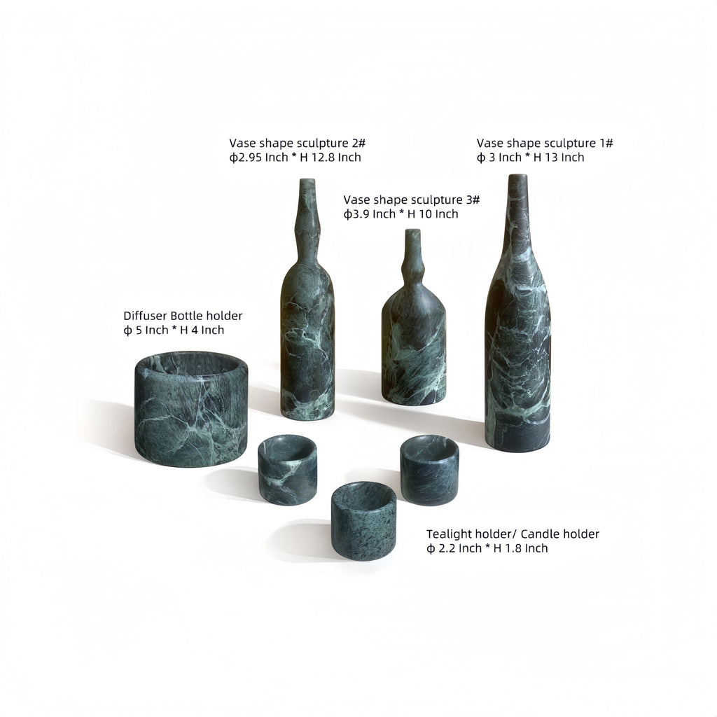 7 Pieces Luxury Natural Marble Living Room Accessories Set by Unique Piece Furniture
