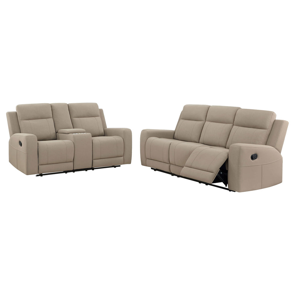 Brentwood 2-piece Upholstered Reclining Sofa Set Taupe by Unique Piece Furniture