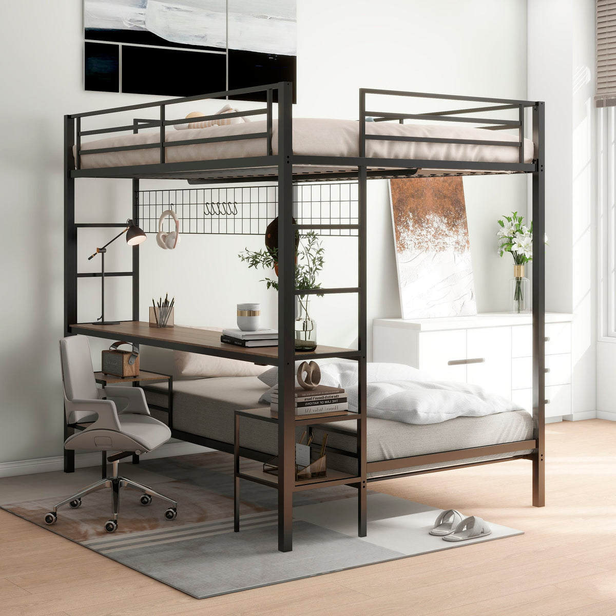 Ethan - Bunk Bed With Desk, Charging Station, Storage Shelves by Unique Piece Furniture
