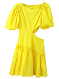 Summer Design Sense Niche Waist Hollow Yellow Fairy Skirt See size chart under “more details” by The Fashion Celestial