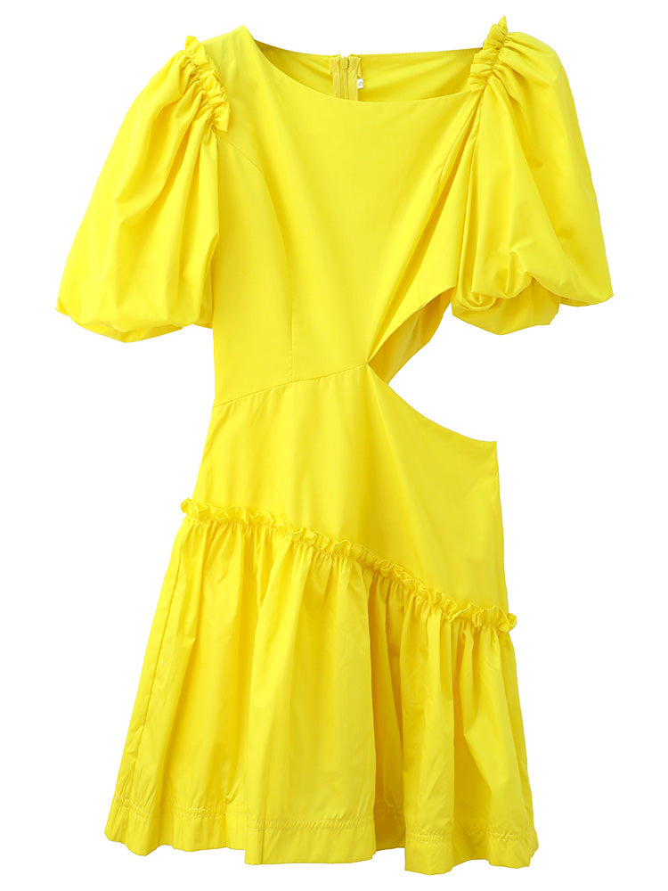 Summer Design Sense Niche Waist Hollow Yellow Fairy Skirt See size chart under “more details” by The Fashion Celestial