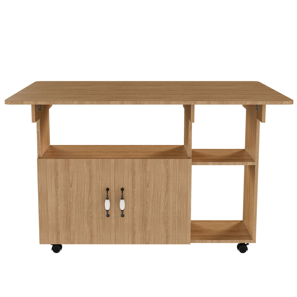 Multi Functional Folding Table With Storage Shelves And Wheels by Unique Piece Furniture