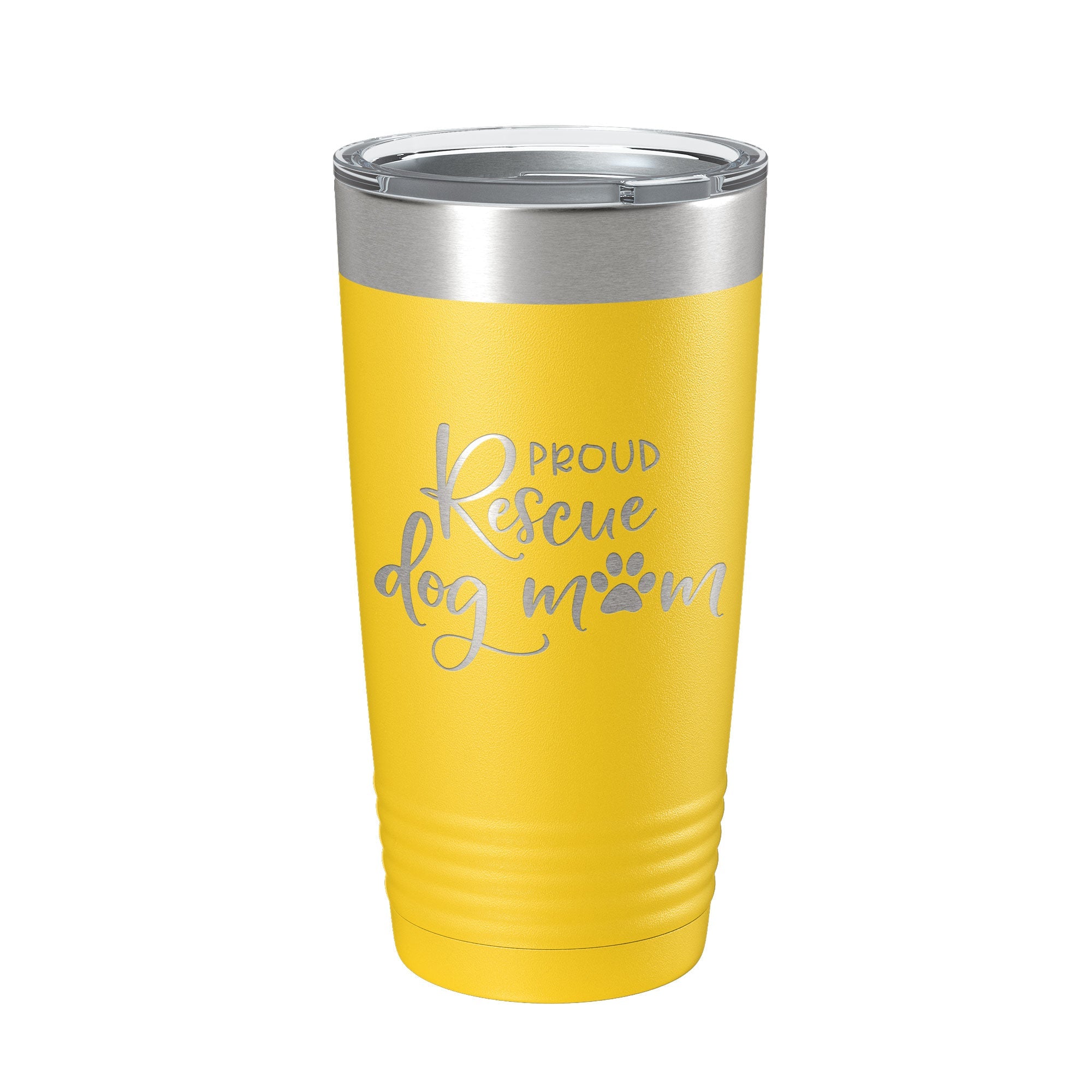 Proud Rescue Mom Tumbler Dog Travel Mug Gift Insulated Laser Engraved Coffee Cup 20 oz by CarveBright