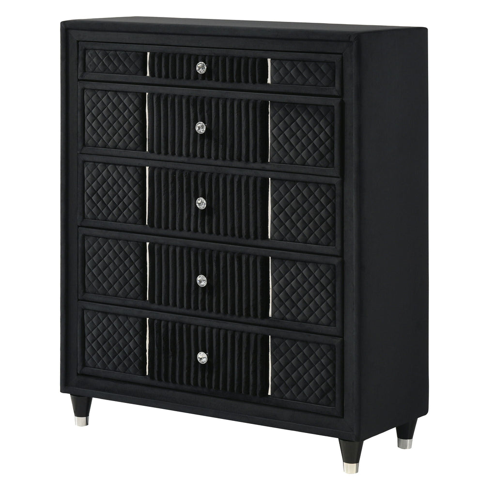 1 Piece Tall Chest Upholstery Textured - Black by Unique Piece Furniture